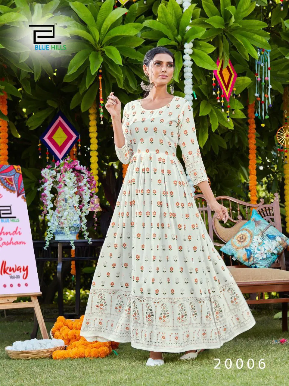 Blue Hills Walkway 20 Long Stylish Festive Wear Rayon Printed Latest Anarakali kurti Collection